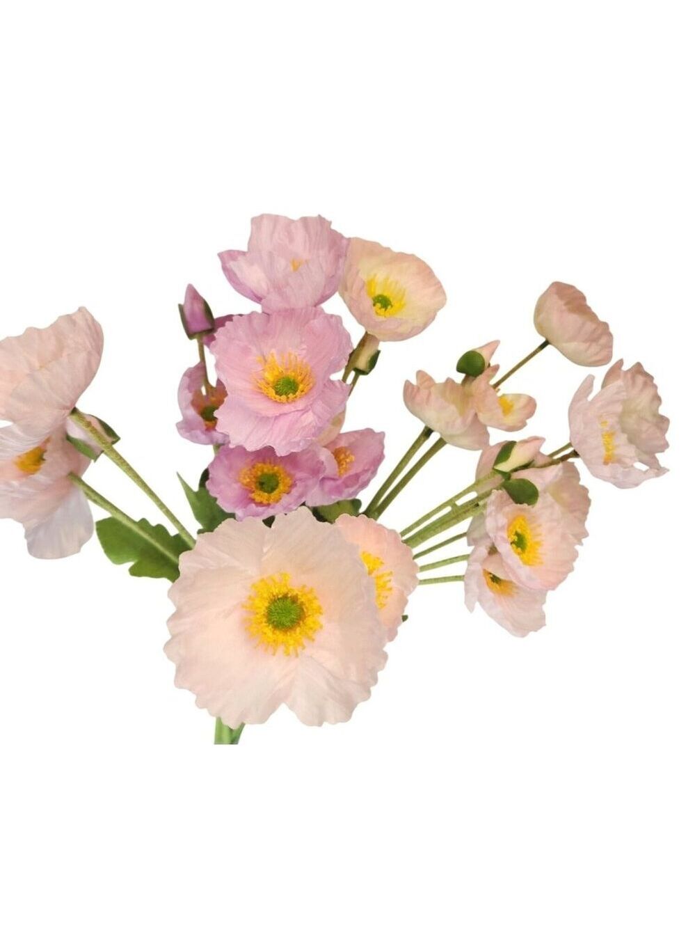 Pink Lavender Artificial Poppy Bouquet 24 Inch Faux Flowers Cottage Home Decor - Picture 6 of 7